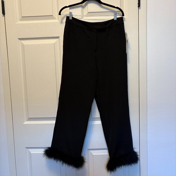 AQUA NWT Feather Trim Crop Pants, Black, Size Medium - Picture 5 of 6